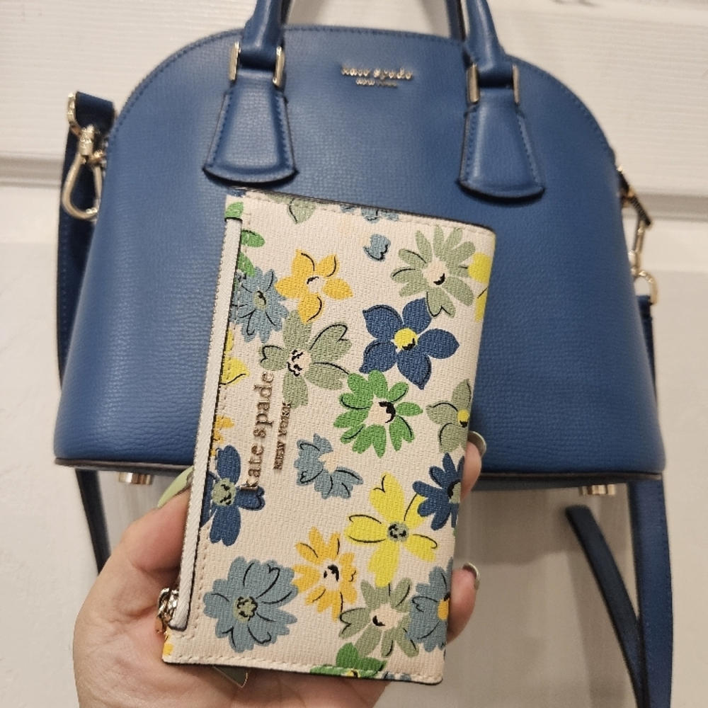 Kate Spade Blue Handbag and Floral Wallet